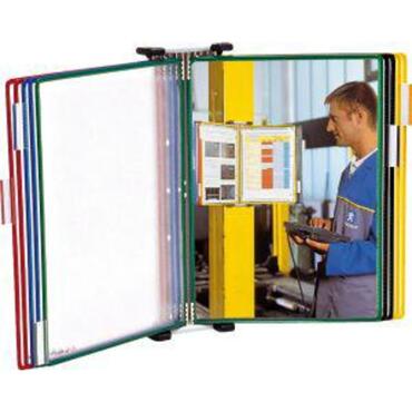 Wall element for transparent folder system with 10 folders, in different colours